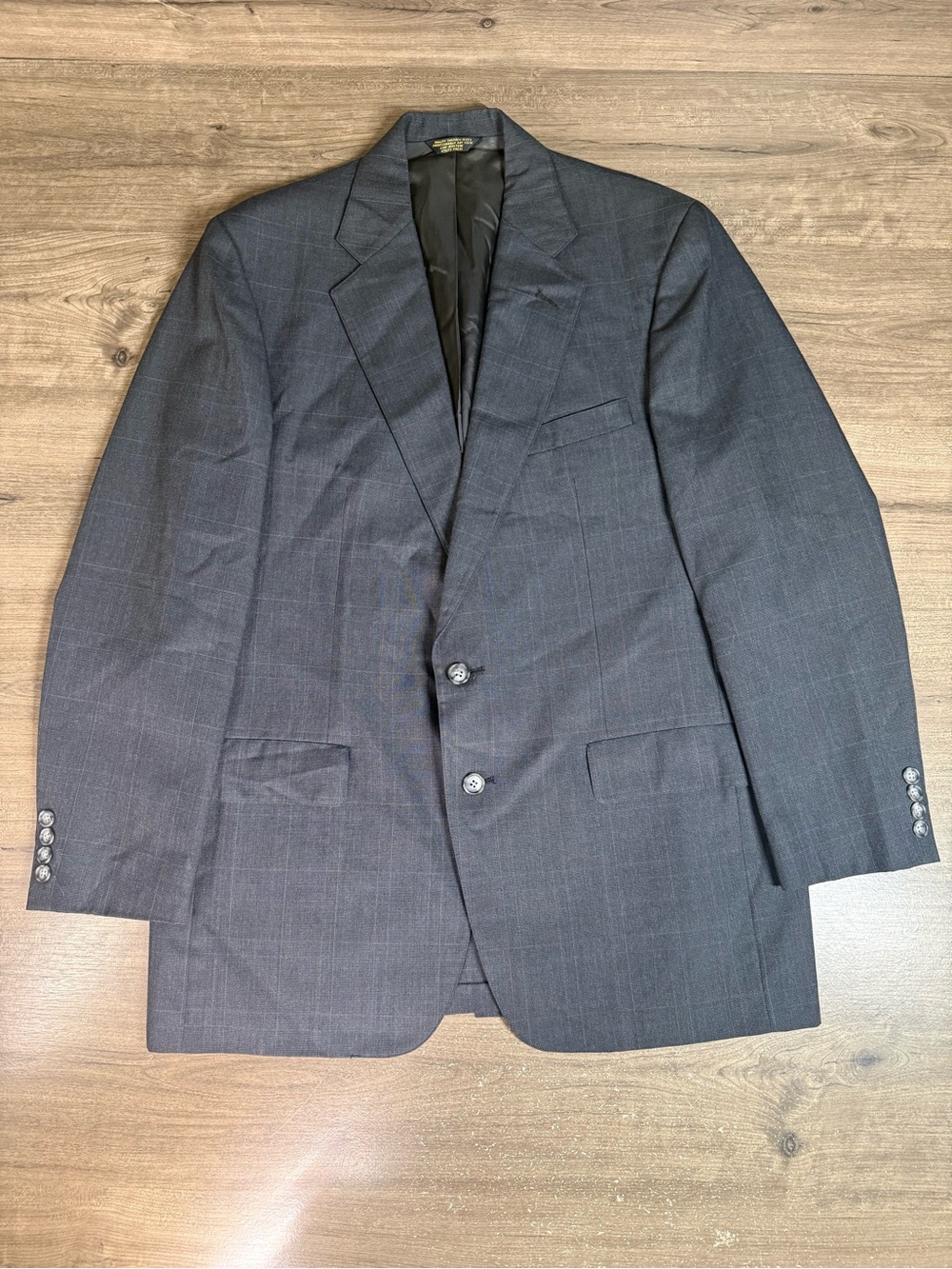 Vintage John Weitz Palm Beach Blazer 46L Gray Plaid Sport Coat USA Made